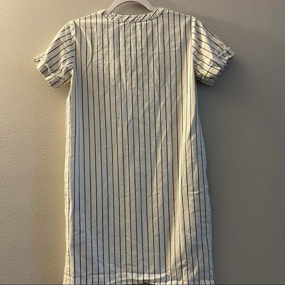 Madewell Harbor Lace-Up Shift Dress Striped White Blue Sz XXS F2186 - Picture 6 of 7